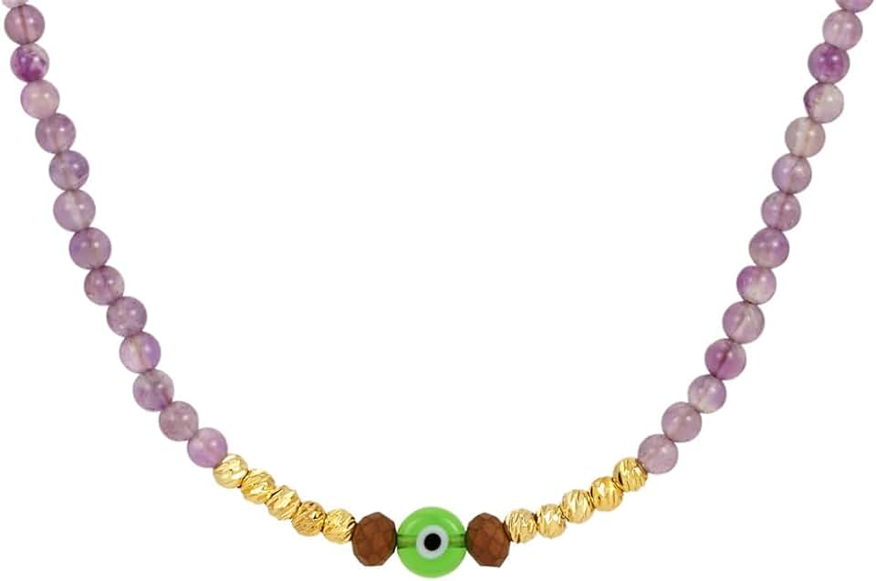 Purple Amethyst Beaded Necklace for Women