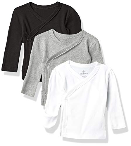 uni  baby 3-pack  Cotton Long Sleeve Side-snap Kimono Tops and Toddler T Shirt Set, Gray Ombre, 3-6 Months US