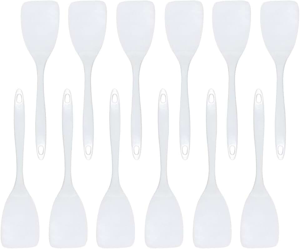 12-Piece White Melamine Turner Set for Cooking and Serving