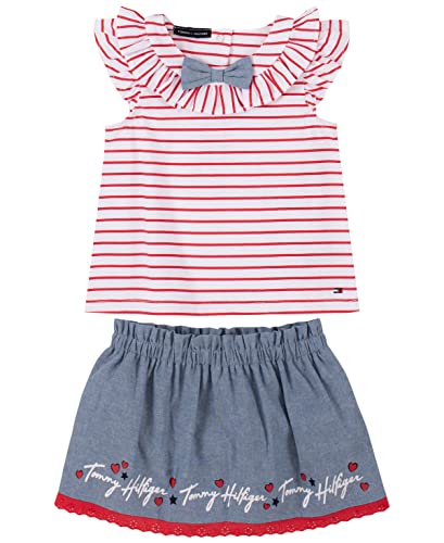 baby girls 2 Pieces Skort Set, Chinese Red, 6-9 Months US