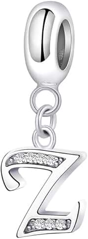 Sterling Silver Letter Charm Bead for Jewelry Making