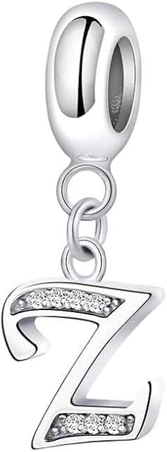Sterling Silver Letter Charm Bead for Jewelry Making
