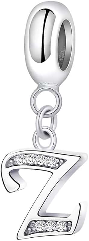 Sterling Silver Letter Charm Bead for Jewelry Making