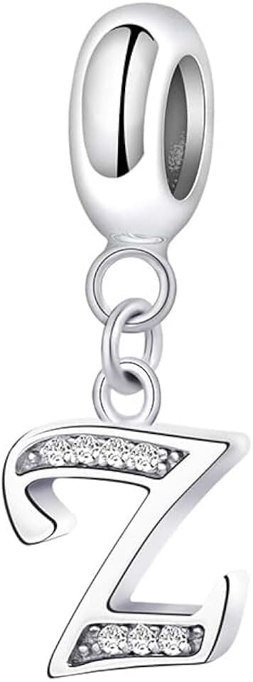 Sterling Silver Letter Charm Bead for Jewelry Making