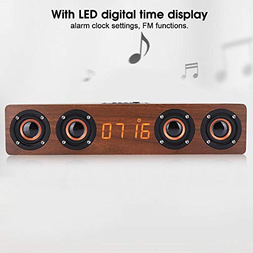 Bluetooth Speaker - W8C Solid Wooden Strip Bluetooth Speaker with LED Clock Display FM Functions