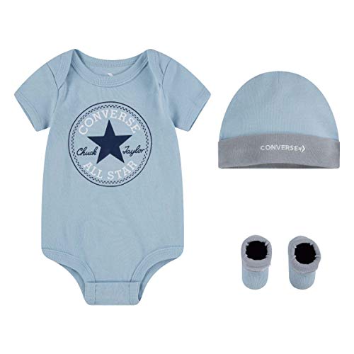 Baby Girls All Star Bodysuit, Hat & Socks 3 Piece Set (Celeste, 0-6 Months)