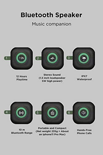 Portable Bluetooth Speakers Outdoor Wireless Bluetooth Speaker with IPX5 Waterproof, HD Sound, 12H Playtime, Built-in Speakerphone, Easy Pairing for Home/Travel/Play/Sport-Black