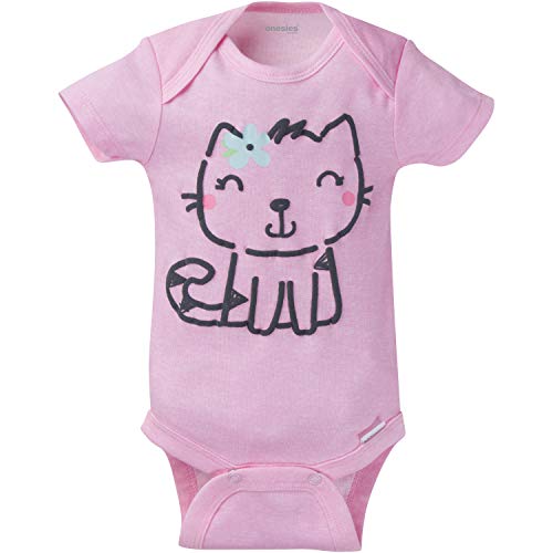 Baby Girls' 8-Pack Short Sleeve Mix & Match Bodysuits, Cuddly Cats & Flowers, 0-3 Months