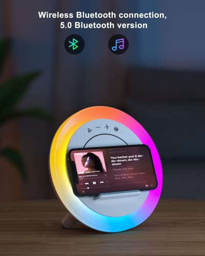 Bluetooth Speaker Night Lightsr, Wireless Charging Modern Speaker,Best Birthday Gift Ideas Teenage for Men,Dad,Mom,Tween Teen Girl Unique Music Gifts (5W Wireless Charging)
