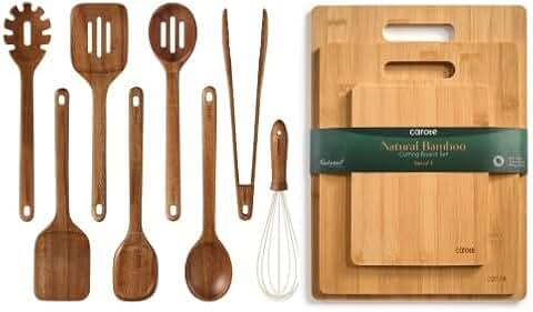8-piece wooden utensils and 3 bamboo cutting boards set