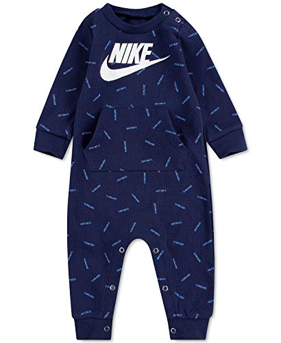 Baby`s Graphic Waffle Thermal Long Sleeve Coverall (Midnight Navy(56F742-U90)/White, 0-3 Months)