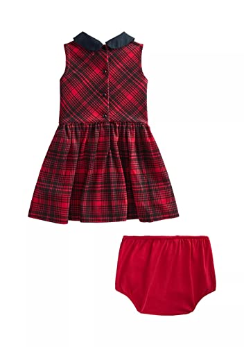 Baby Girls Plaid Ponte Dress & Bloomer 2 Piece Set (3 Months, Red(3001)/B)