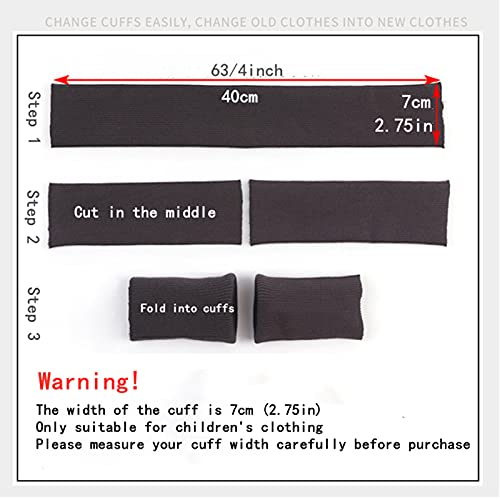 Cuffs for Sleeves, Ribbing Fabric, for Children's Jacket Sewing (Black, 40x7cm)