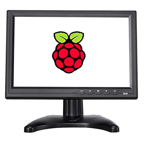 10.1 Inch HDMI Monitor 1280x800 Resolution VGA Display Monitor for PC Laptop Raspberry Pi 400 4B 3B+ 2B RPi +,PS3/4/5 with HDMI VGA&Remote