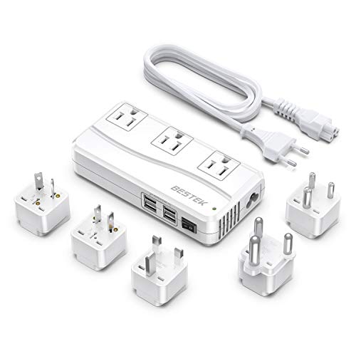 International Power Adapter 250W with 4 USB Ports and Multiple Plugs