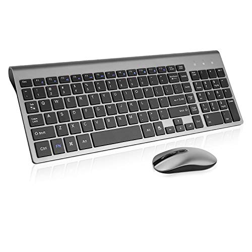 Wireless keyboard and mouse set in grey