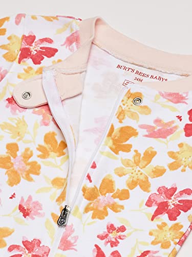 Girls' Pajamas, Zip Front Non-Slip Footed Sleeper Pjs, 100%  Cotton, Farmhouse Gardens, 12 Months