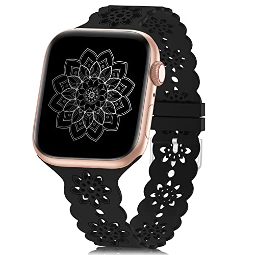 Floral Silicone Watch Band for Apple Watch 38mm to 49mm