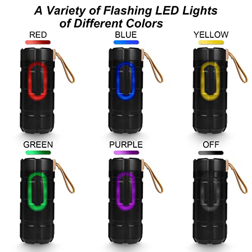 Portable Bluetooth Speakers with Multi-Color Lights, Dual Loudspeakers with Subwoofer and Loud Crisp Stereo Sound, for Home,Outdoor,Travel