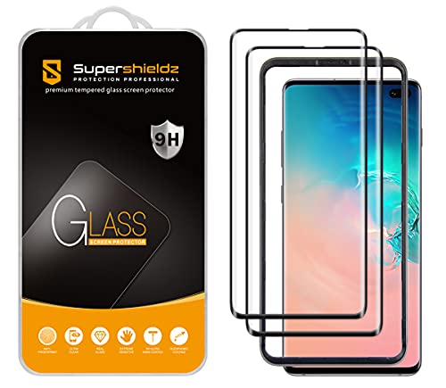 (2 Pack) Designed for Samsung (Galaxy S10 Plus) Tempered Glass Screen Protector with (Easy Installation Tray), (Full Cover) (3D Curved Glass) Anti Scratch, Bubble Free (Black)
