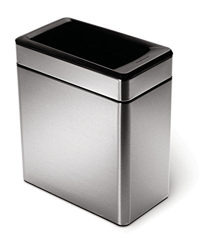 10 Liter  2.6 lon Profile Open Trash Can, Brushed Stainless Steel