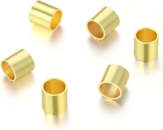 100pcs Small Gold-Plated Silver Crimp Beads for Jewelry Making
