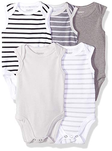 unisex baby Ultimate Flexy 5 Pack Sleeveless Bodysuits  Tanks  Bodystocking, Grey Stripe, 0-6 Months US