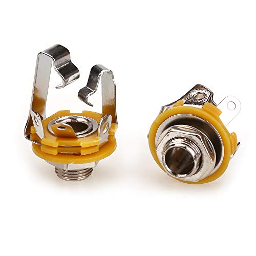 1/4" Jacks Female TRS Stereo Panel Mount Jack, Patch Cables, Snakes - TS Female Mono 1/4 Inch Phono 6.35mm Phone Plug Bulk - 2 Pack
