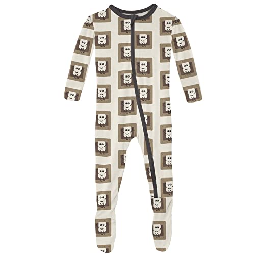 Print Footie with Zipper, Fitted Long Sleeve Pajamas, Ultra Soft Everyday One-Piece Loungewear, Baby and Kid Clothes for Boys and Girls (Natural S'mores - 0-3 Months)