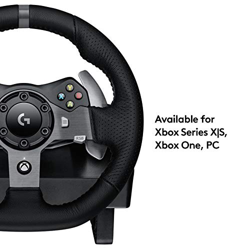 920 Driving Force Racing Wheel and Floor Pedals, Real Force Feedback, Stainless Steel Paddle Shifters, Leather Steering Wheel Cover for Xbox Series X|S, Xbox One, PC, Mac - Black