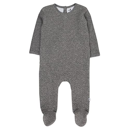 Cotton Matelasse Union Suit Coverall, Gray Heather, 0-3 Months