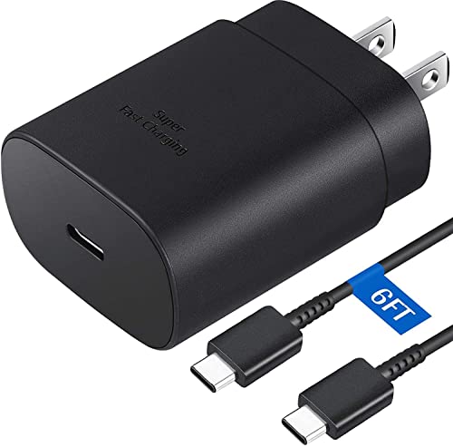 Type C 25W PD Fast Charger with 6FT USB C Cable for Samsung Galaxy
