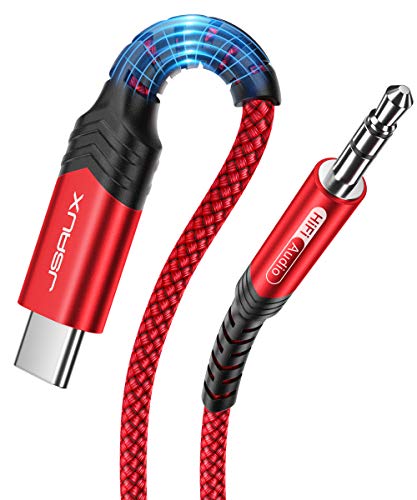 USB C to 3.5mm Audio Aux Jack Cable[3.3ft], USB Type C to 3.5mm Headphone Stereo Cord Car Compatible with iPad Pro 2018 Google Pixel 2 3 XL, Samsung Galaxy S21 S20 Ultra Note 20 10 Plus-Red
