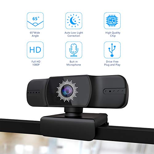 HD Webcam with Tripod Stand, 1080P Autofocus USB Camera with Microphone, PC Webcam for Video Calling & Recording Video Conference/Online Teaching/Business Meeting Compatible