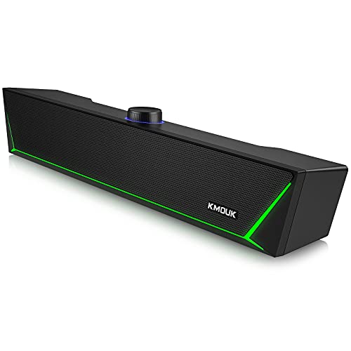 Bluetooth Speakers, Speakers Computer Sound Bar, Dynamic LED Gaming PC Soundbar with Microphone, HiFi Stereo PC Speakers, 3.5mm AUX-in USB Powered Speakers for PC, Desktop Soundbar for PC/Laptop