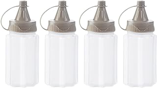 Set of 4 White Plastic Squeeze Bottles for Condiments