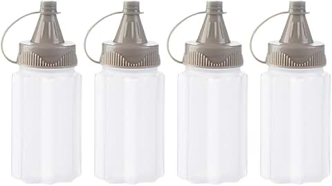 Set of 4 White Plastic Squeeze Bottles for Condiments