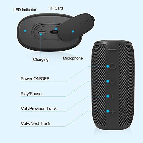 IPX7 Waterproof Bluetooth Speaker, H3 Portable Wireless Speaker Bluetooth 5.0 with Rich Bass HD Stereo Sound 15H Playtime USB-C Charge, Shower Speaker TWS Pairing for Home, Outdoors, Travel