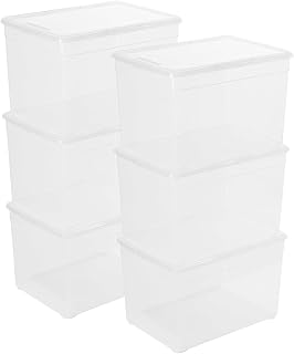 Six 22QT Clear Plastic Storage Bins with Lids