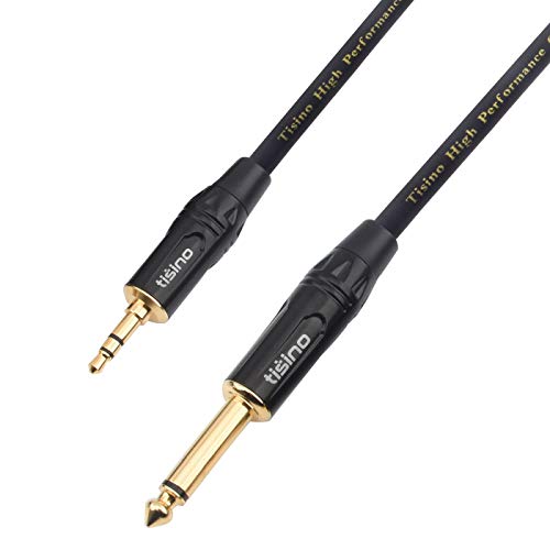 1/4 Mono to 1/8 Stereo Cable, 3.5mm TRS Stereo to 1/4 inch TS Mono Interconnect Cable (Mono to Stereo Adapter) - 6 feet