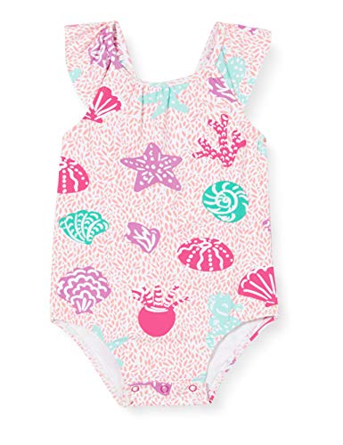 Girls' Ruffle Sleeve Swimsuit, Abstract Sea Life, 3-6 Months