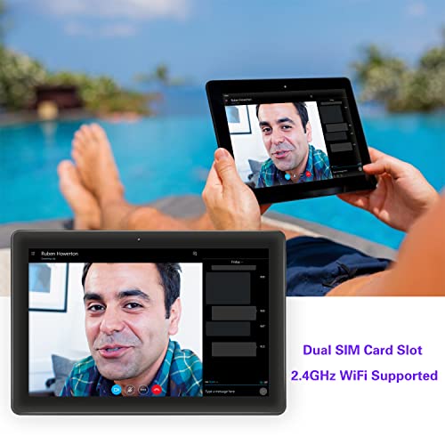 10 inch Google Android 8.1 Nougat System Unlocked Pad with Dual SIM Card Slot 10.1" IPS Screen 4GB RAM 64GB ROM 3G Phablet Built-in Bluetooth WiFi GPS Tablets (Metallic Black)