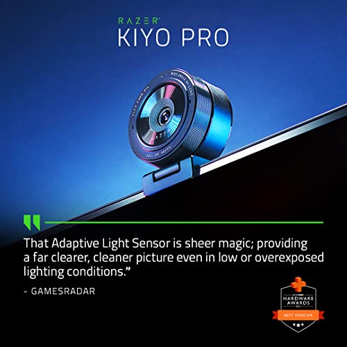 Kiyo Pro Streaming Webcam: Full HD 1080p 60FPS - Adaptive Light Sensor - HDR-Enabled - Wide-Angle Lens with Adjustable FOV - Works with Zoom/Teams/Skype for Conferencing and Video Calling