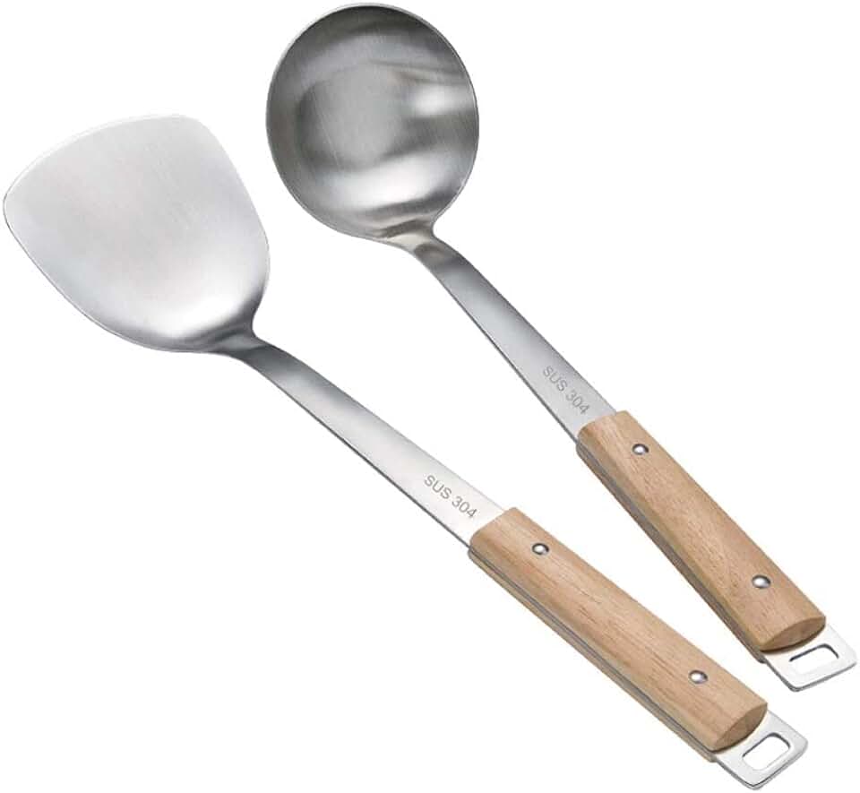 Stainless Steel Kitchen Utensils with Wooden Handles