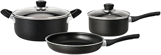 5-Piece Nonstick Black Cookware Set with Frying Pan and Saucepan
