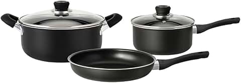 5-Piece Nonstick Black Cookware Set with Frying Pan and Saucepan