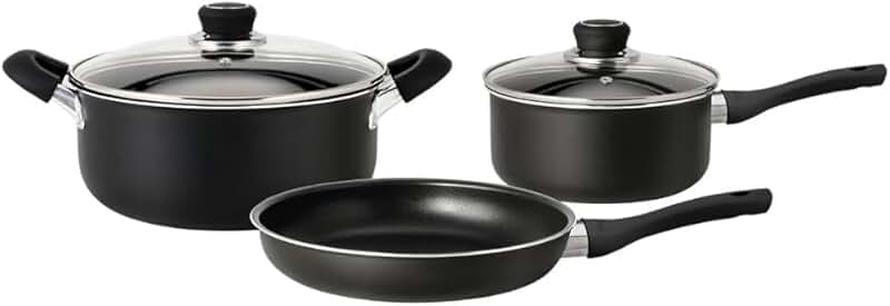 5-Piece Nonstick Black Cookware Set with Frying Pan and Saucepan