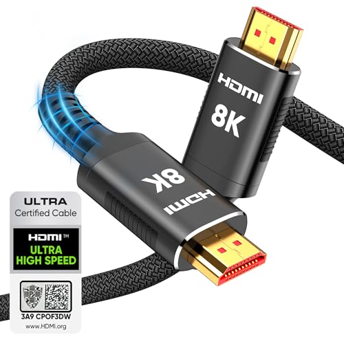 8K HDMI 2.1 Cable 10 ft, 48Gbps Ultra High-Speed