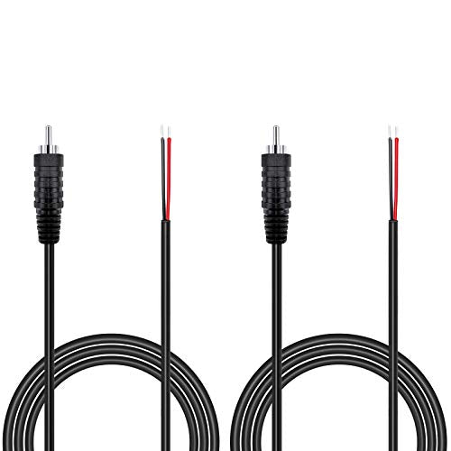 (18AWG 6.5ft) Heavy Gauge Speaker Wire RCA Adapter Plug to Bare Wire,RCA Speaker Audio Cable for TV Amplifier Receiver,Speakers Stereo Wire Cord to RCA Adapter Male-2 Pcs