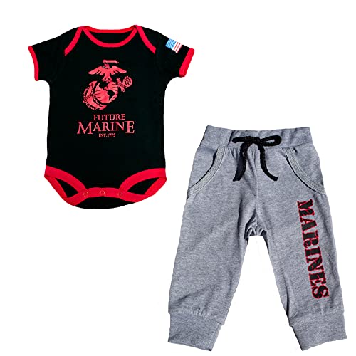U.S.M.C. Baby Boys 2pc Patriotic EGA Future Marine Bodysuit Pants Set  3-6 Months